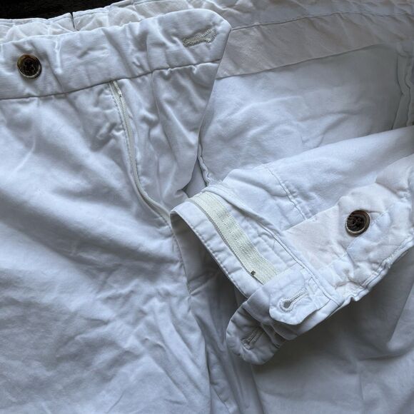 SUITSUPPLY Men's EU 52 Flat Front Trousers Pure Cotton Tapered Chino Pants White - Picture 7 of 12